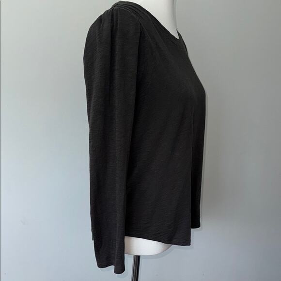 Veronica Beard Baseball Mason Charcoal Long Sleeve Tee Pimo Cotton Top Women's L - Picture 6 of 9